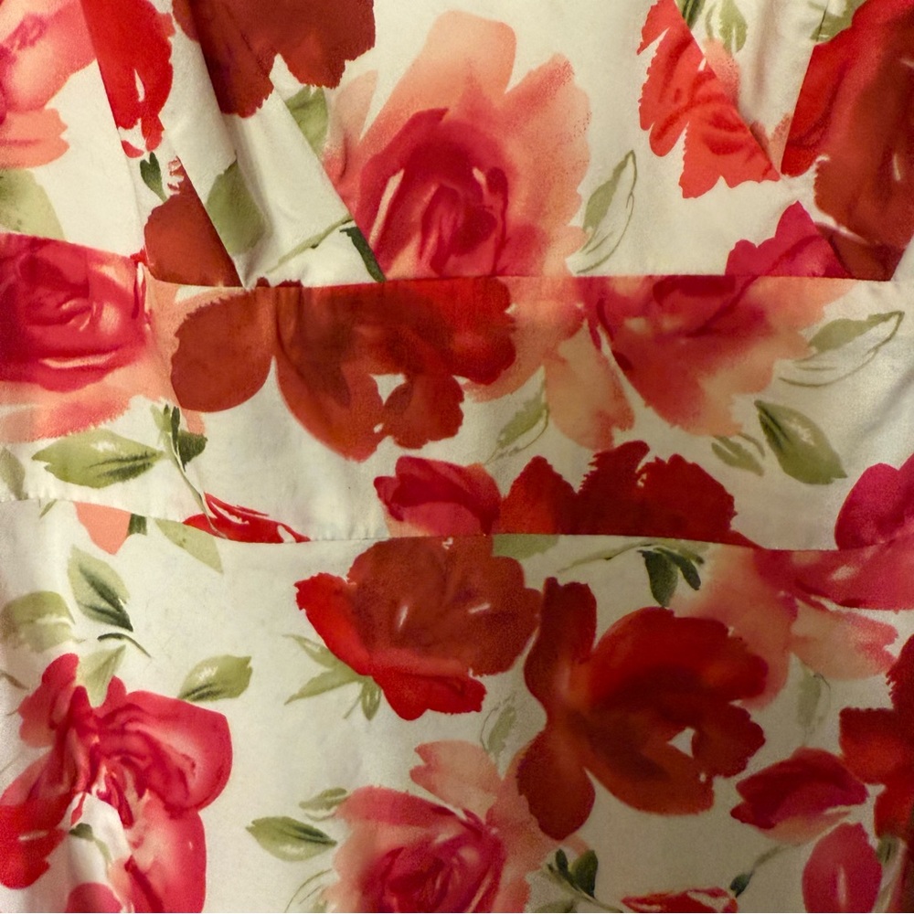 Talbots Red and White Halter Fit and Flare Midi Dress - Picture 3 of 8